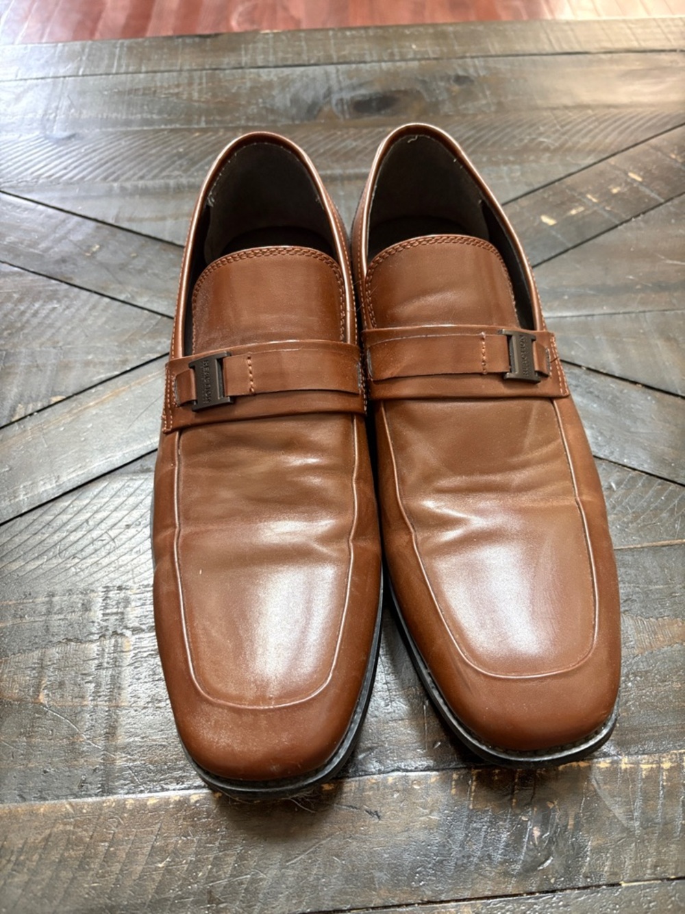Reaction Kenneth Cole Cognac Brown Leather Slip-On Loafers